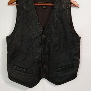 Vtg 90s Europe Craft Leather Vest Large